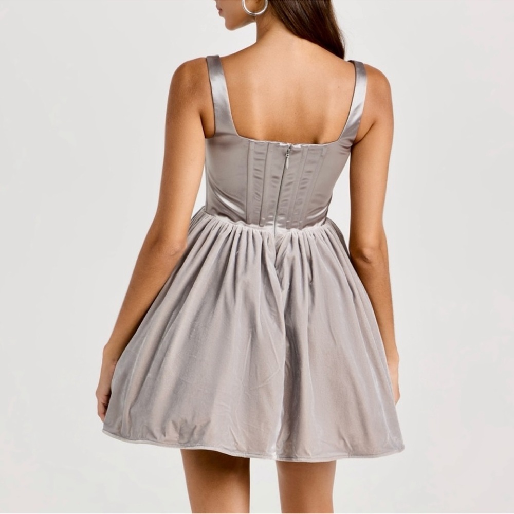 STAUD Landscape Dress corset dress silver tulle dress size 14 large - Picture 4 of 16